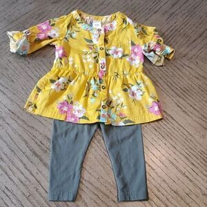 12 month girls Carters floral shirt and tights.